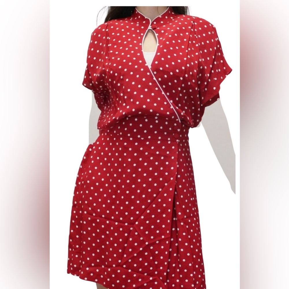 Vintage Dress/Romper Elegant Red Polka Dot.
